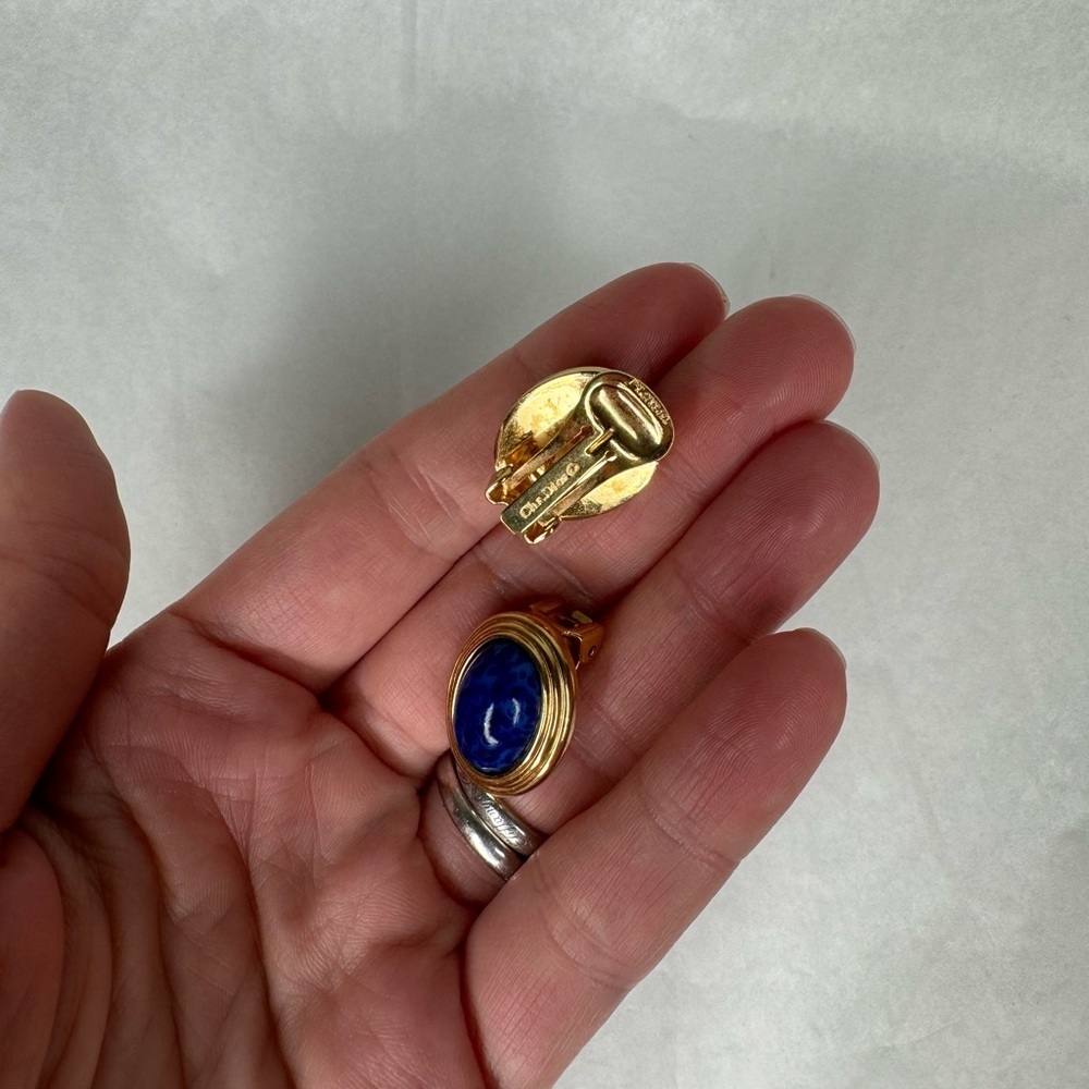 Christian Dior Lapis Earrings - Picture 5 of 7
